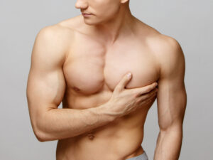 Patient after male breast reduction surgery