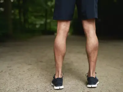 Calf implants create a more defined leg contour for men.